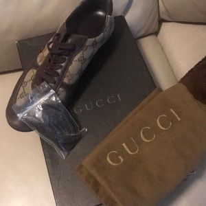 Gucci canvas and leather women’s loafers